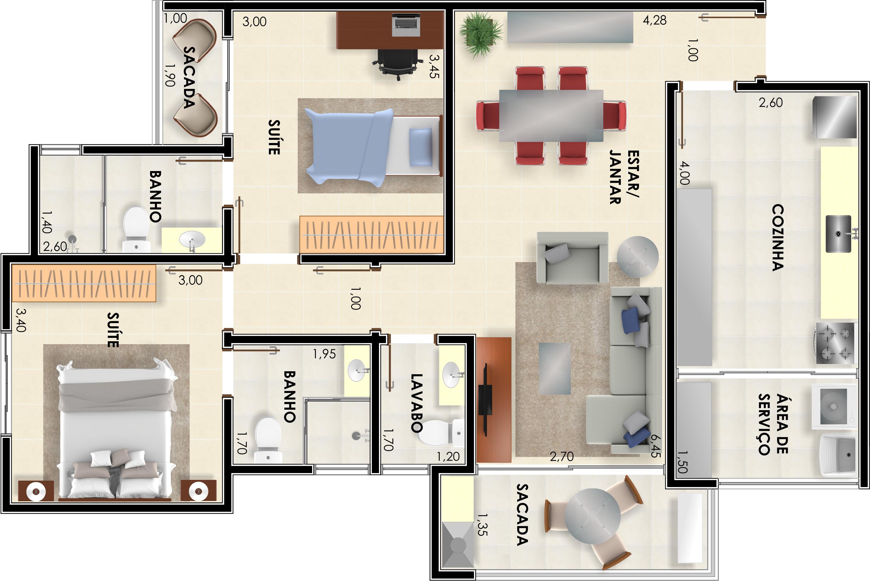 Possui 1 torre, 2 elevadores, 12 andares e 4 apartamentos por andar, com varanda e 83 m² cada, sendo um total de 48 unidades.