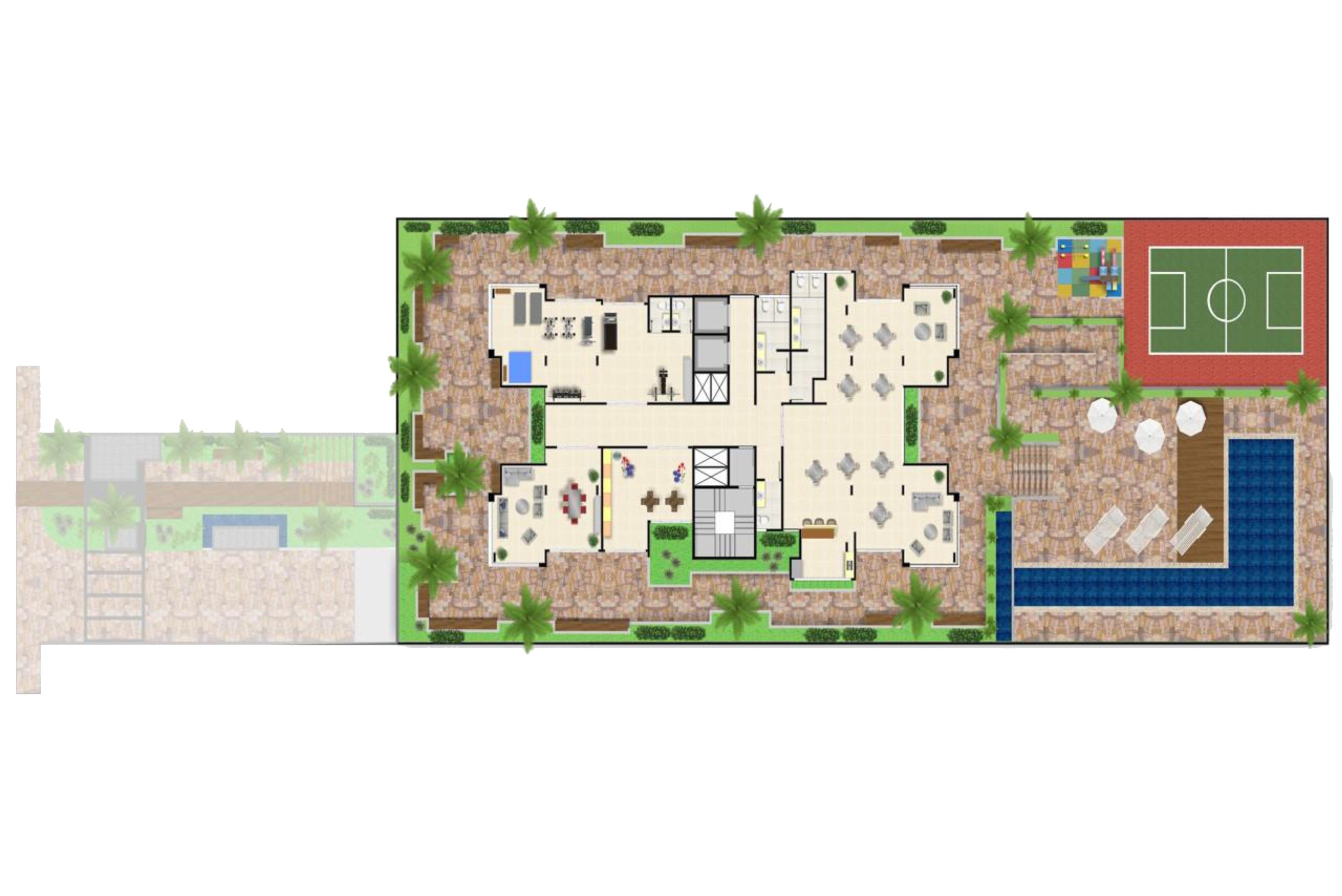 O empreendimento possui uma ampla área de lazer, espaço gourmet, academia, quadra esportiva, playground e brinquedoteca são algumas das áreas comuns presentes no prédio, além de um projeto de paisagismo planejado.